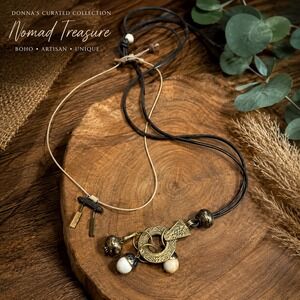 Donna's Curated Collection Nomad Treasure Boho Artisan Cord Pendant Necklace